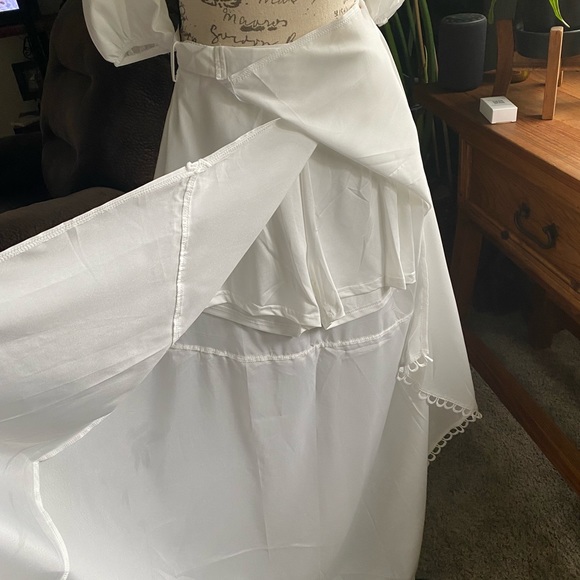 Last One Adorable White Ruffle Split Skirt Set - Picture 11 of 12